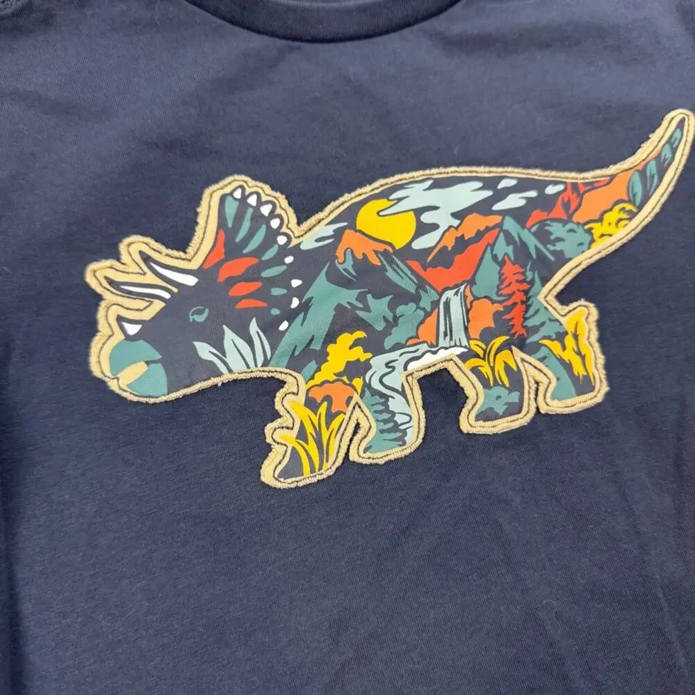 C & C California Kids Collection Blue Short Sleeve Tee with Dinosaur Graphic 7/8